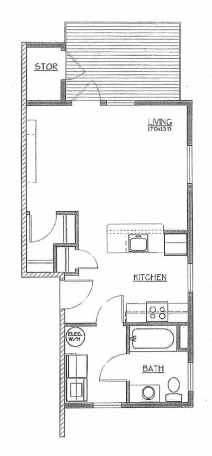 Floor plan for studio, 1 bath, 549 sqft